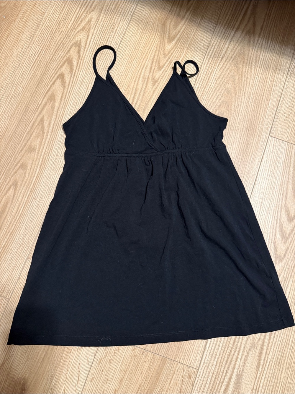 Express Black V-Neck Spaghetti Strap Babydoll Top